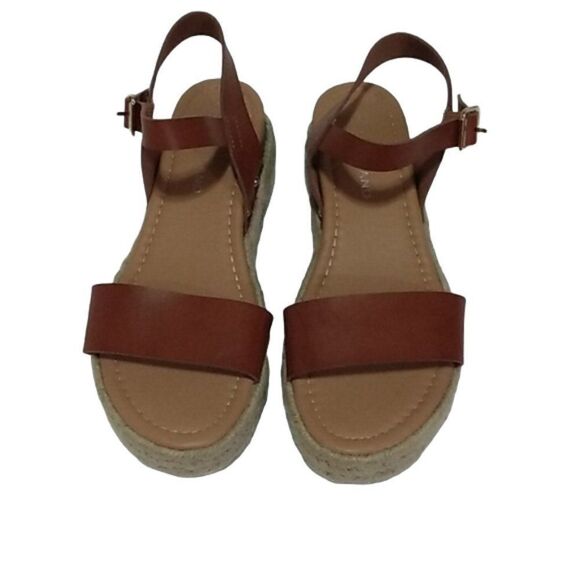 ShoeLand Brown Cork Wedge Sandals Size 7 - Picture 1 of 6